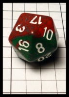 Dice : Dice - 20D - Chessex Half and Half Red Speckle and Green Speckle with White Numerals - Ebay Dec 2014